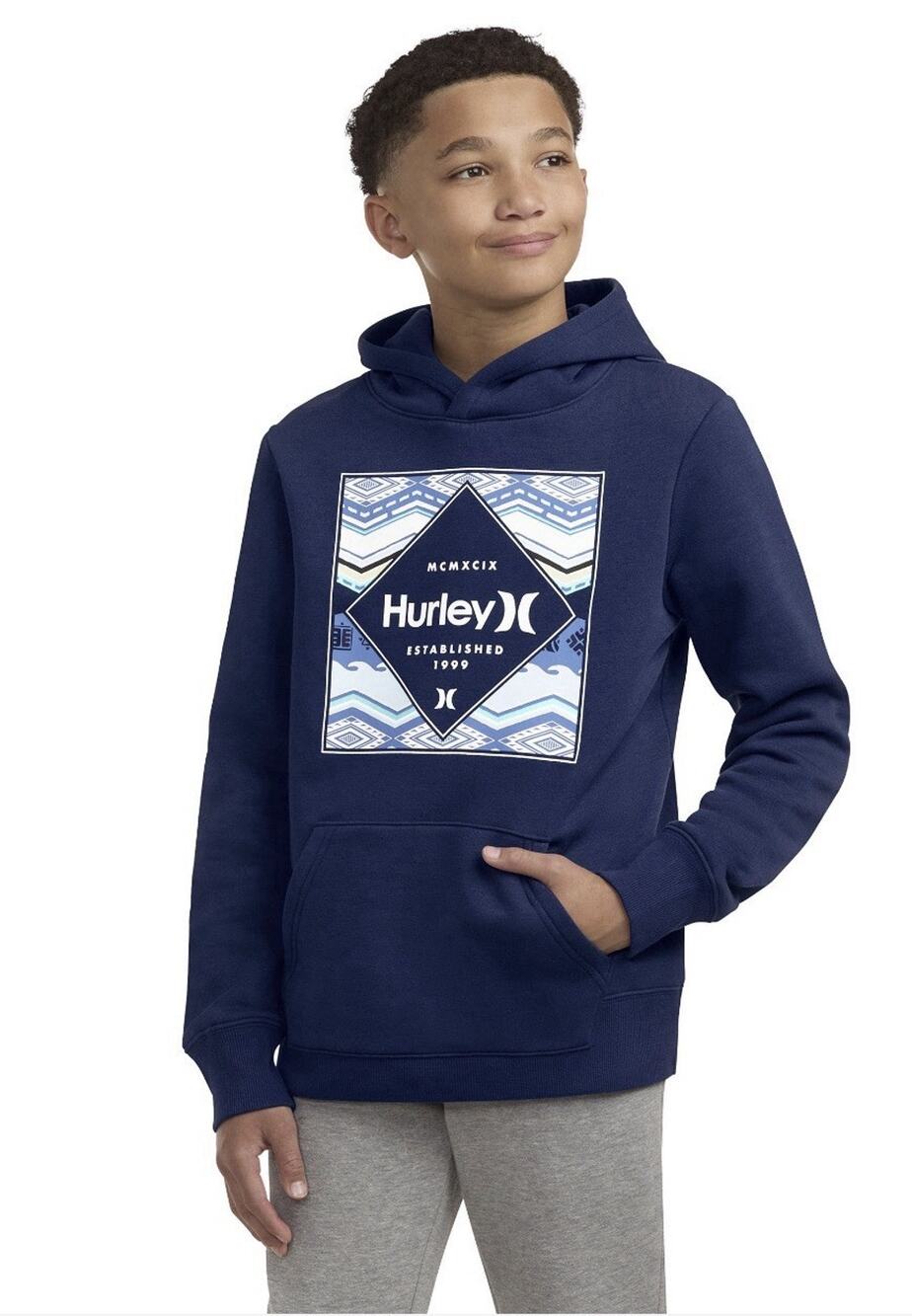 Boys Hurley Graphic pullover Hoodie Navy, Xl